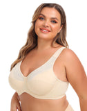 Women's Full Coverage Plus Size Wireless Lace Lift Up Bra