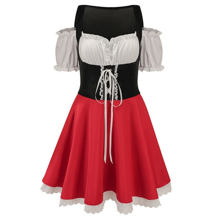 Women's German Dirndl Dress Halloween Costumes 3 Pieces for Oktoberfest Carnival