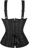 Women's Gothic Jacquard Shoulder Straps Tank Overbust Corset Bustiers