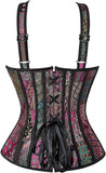Women's Gothic Jacquard Shoulder Straps Tank Overbust Corset Bustiers
