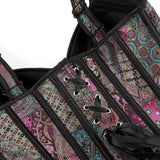 Women's Gothic Jacquard Shoulder Straps Tank Overbust Corset Bustiers