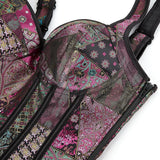 Women's Gothic Jacquard Shoulder Straps Tank Overbust Corset Bustiers