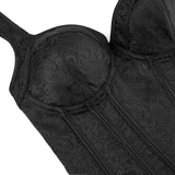 Women's Gothic Jacquard Shoulder Straps Tank Overbust Corset Bustiers