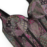 Women's Gothic Jacquard Shoulder Straps Tank Overbust Corset Bustiers