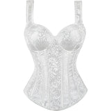 Women's Gothic Jacquard Shoulder Straps Tank Overbust Corset Bustiers
