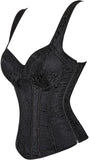 Women's Gothic Jacquard Shoulder Straps Tank Overbust Corset Bustiers