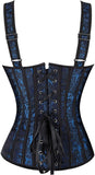 Women's Gothic Jacquard Shoulder Straps Tank Overbust Corset Bustiers