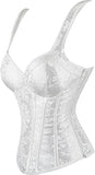 Women's Gothic Jacquard Shoulder Straps Tank Overbust Corset Bustiers