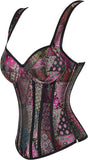 Women's Gothic Jacquard Shoulder Straps Tank Overbust Corset Bustiers