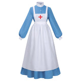 Women's Great War Nurse Costume Dress Historical Vitorian Nurse Top and Skirt Full Set Uniform Deluxe Outfit