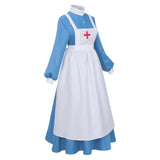 Women's Great War Nurse Costume Dress Historical Vitorian Nurse Top and Skirt Full Set Uniform Deluxe Outfit