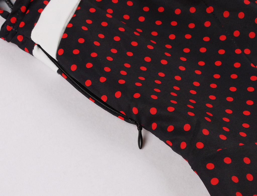 Women's High Neck Cutout Front Polka Dots 1950s Vintage Formal Dress