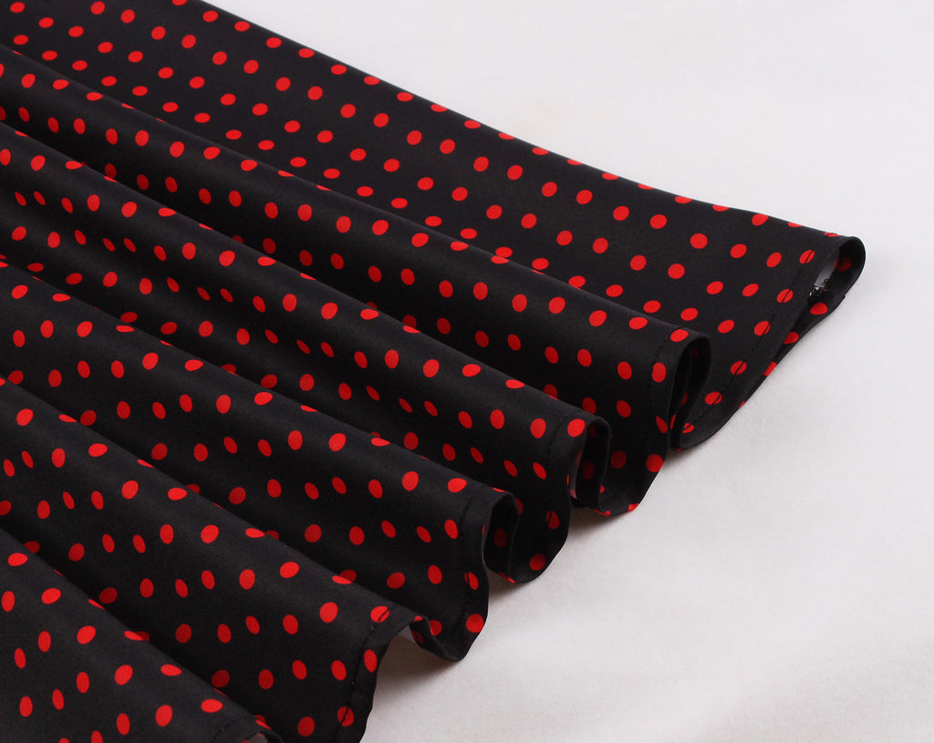 Women's High Neck Cutout Front Polka Dots 1950s Vintage Formal Dress