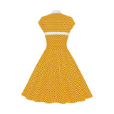 Women's High Neck Cutout Front Polka Dots 1950s Vintage Formal Dress
