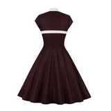 Women's High Neck Cutout Front Polka Dots 1950s Vintage Formal Dress