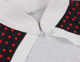 Women's High Neck Cutout Front Polka Dots 1950s Vintage Formal Dress