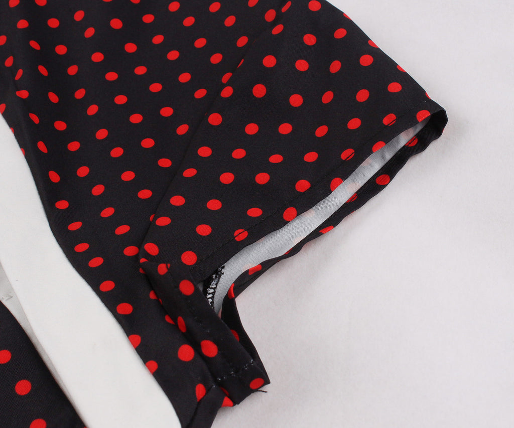 Women's High Neck Cutout Front Polka Dots 1950s Vintage Formal Dress