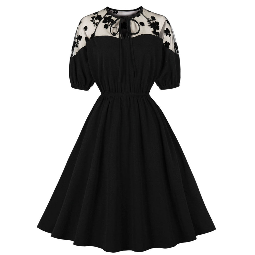 Women's Lace Goth Retro Vintage Style Cocktail Party Swing Dress