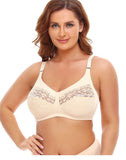 Women's Lace Plus Size Bra Without Underwire Full Coverage Cups Breasts Bra