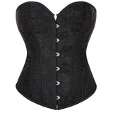 Women's Lace Up Boned Jacquard Brocade Corset Waist Cincher Shapewear Top
