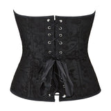 Women's Lace Up Boned Jacquard Brocade Corset Waist Cincher Shapewear Top