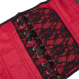 Women's Lace Up Boned Jacquard Brocade Waist Training Underbust Red Corset