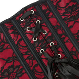 Women's Lace Up Boned Jacquard Brocade Waist Training Underbust Red Corset