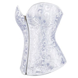 Women's Lace Up Boned Zip Overbust Corset Bustier Bodyshaper Top