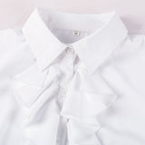 Women's Long Sleeve Button Down Shirts Ruffle Work Shirt Chiffon Blouses Tops