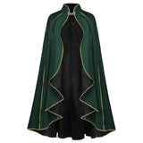 Women's Medieval Cloak Stand Collar Deluxe Velvet Gold Trim Cape for Adult