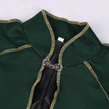 Women's Medieval Cloak Stand Collar Deluxe Velvet Gold Trim Cape for Adult