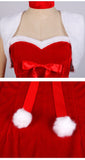 Women's Mrs. Claus Santa Costume 4Pcs Adult Costumes Red Velvet Fancy Christmas Dress with Belt Lady Cosplay