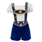 Women's Lederhosen Oktoberfest Costume Fashion Overalls with Shoulderless Blouse