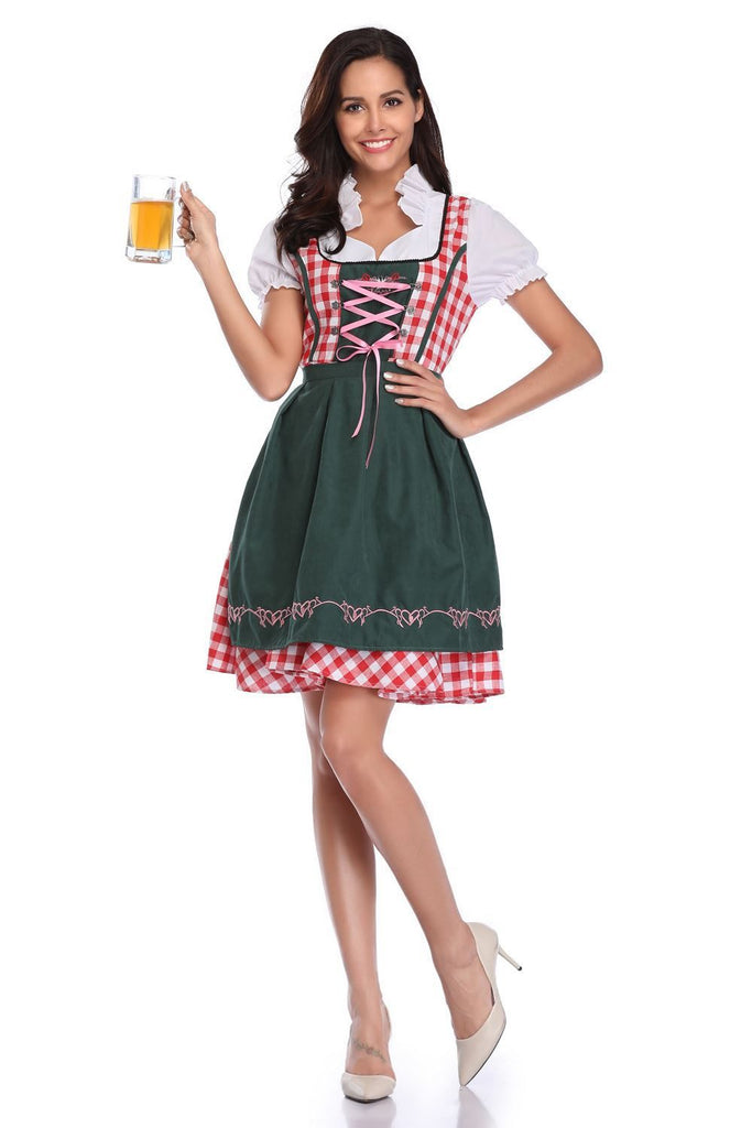 Women's Oktoberfest Costumes Dirndl German 2Pcs Dresses for Festival Bavarian Beer Carnival