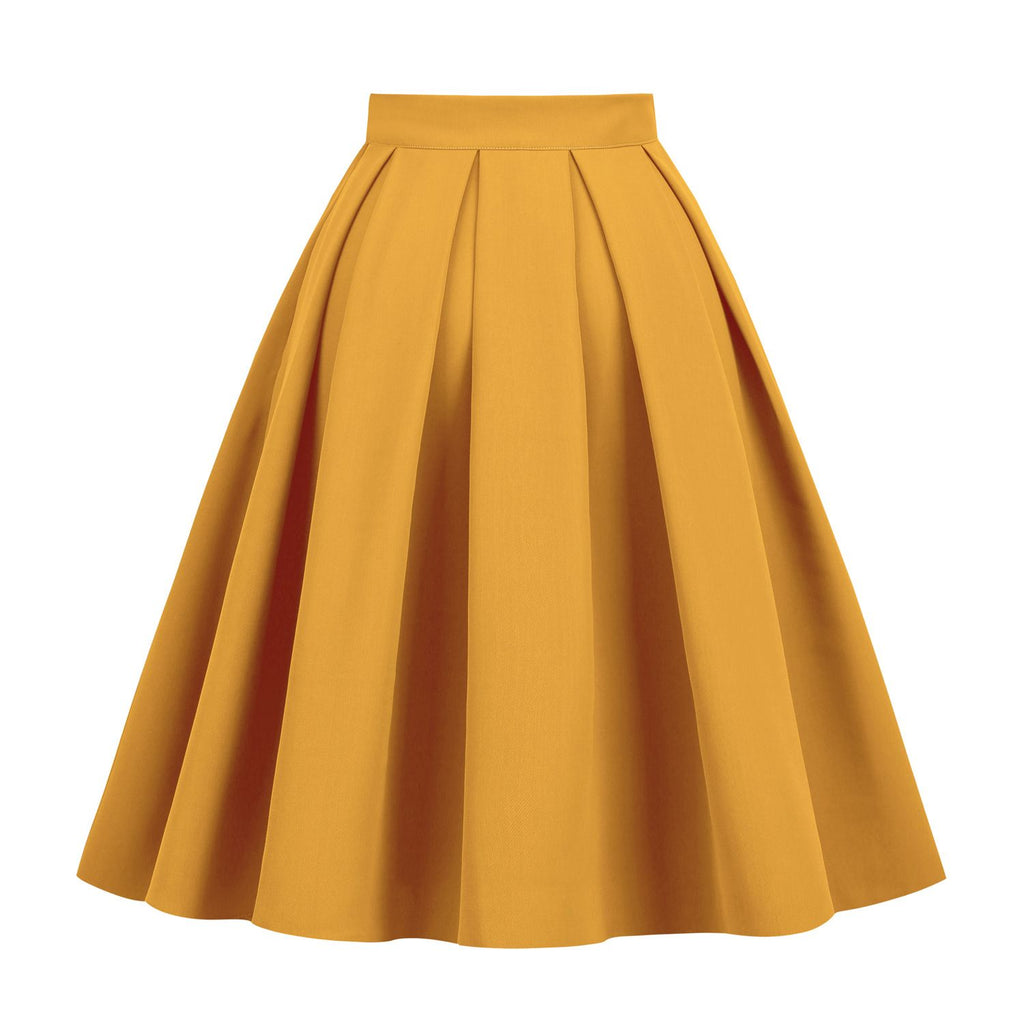 Women's Pleated 1950s Vintage Skirt Floral Print A-line Midi Skirts