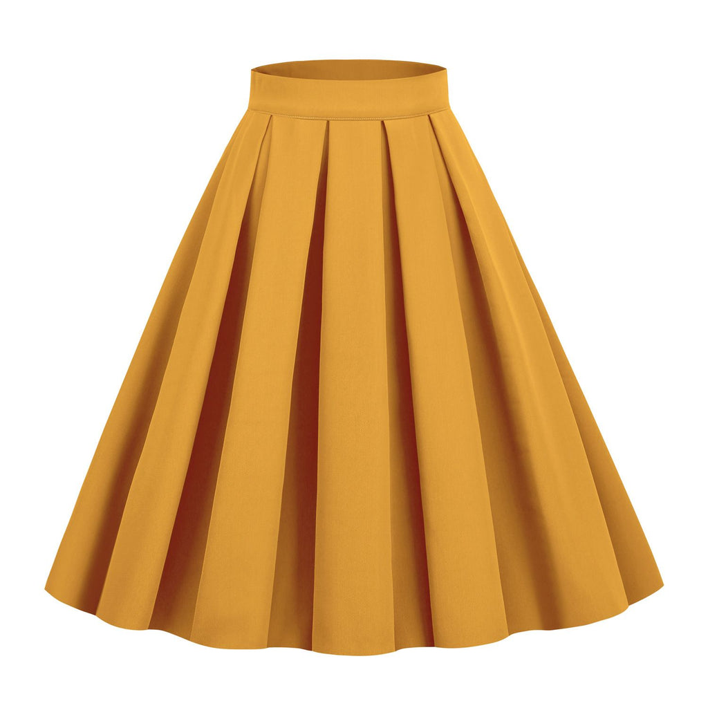 Women's Pleated 1950s Vintage Skirt Floral Print A-line Midi Skirts