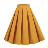 Women's Pleated 1950s Vintage Skirt Floral Print A-line Midi Skirts