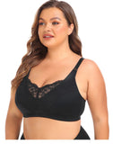 Women's Plus Size Lace Bra Super Soft Wireless Lightly Lined Comfort Bra