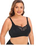 Women's Plus Size Lace Bra Super Soft Wireless Lightly Lined Comfort Bra