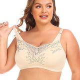 Women's Plus Size Lace Bra Super Soft Wireless Lightly Lined Comfort Bra