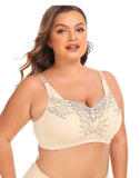 Women's Plus Size Lace Bra Super Soft Wireless Lightly Lined Comfort Bra