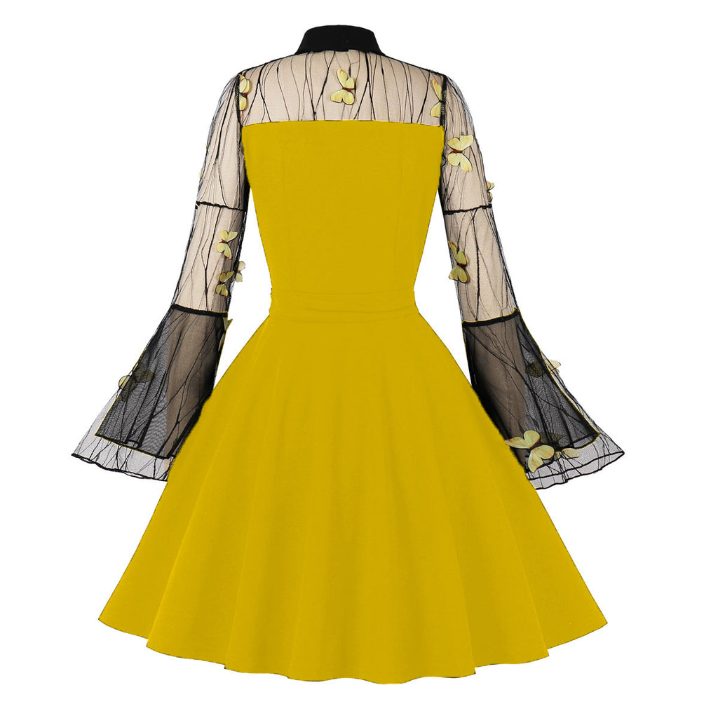 Women's Plus Size Lace Gothic 1950s Retro Vintage Dress