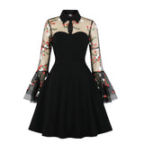 Women's Plus Size Lace Witchy Gothic 40s 50s Retro Vintage Dress