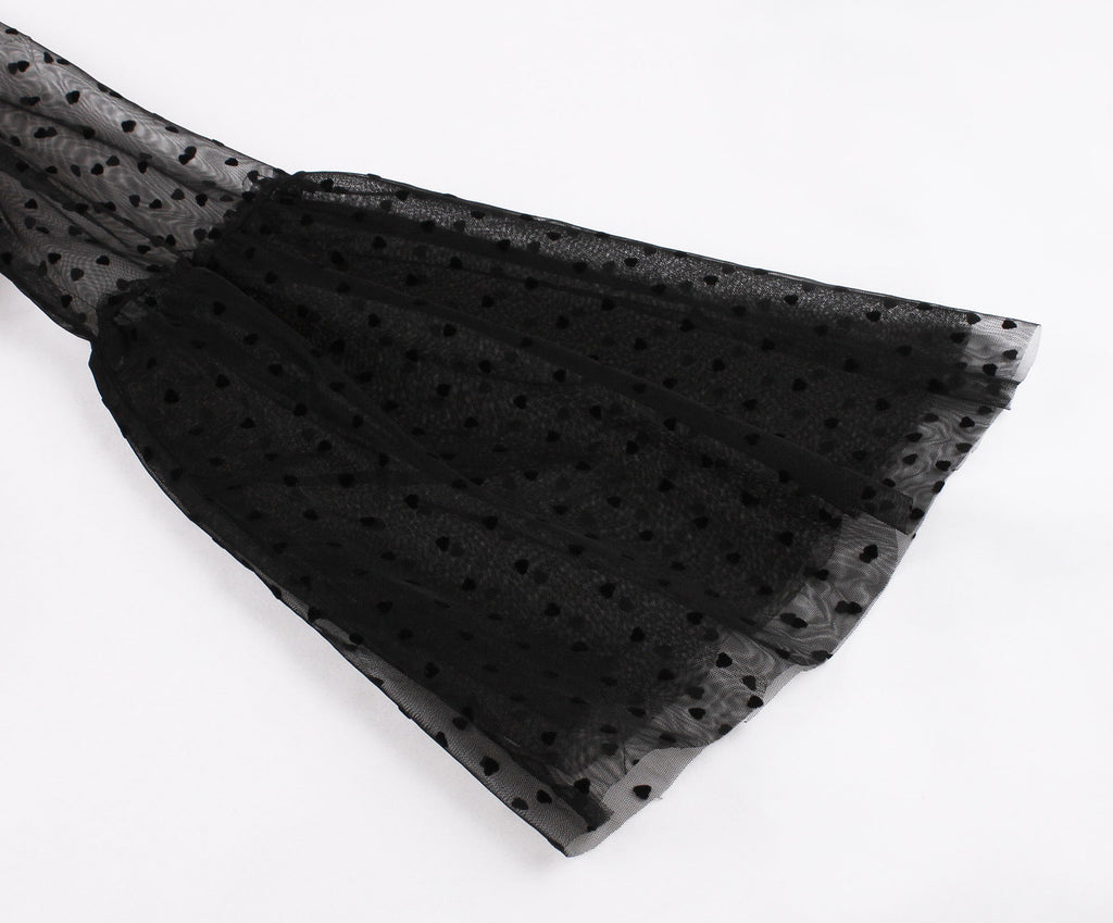 Women's Polka Dots Trumpet Sleeve Vintage Gothic Midi Dress