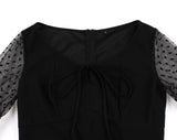 Women's Polka Dots Trumpet Sleeve Vintage Gothic Midi Dress