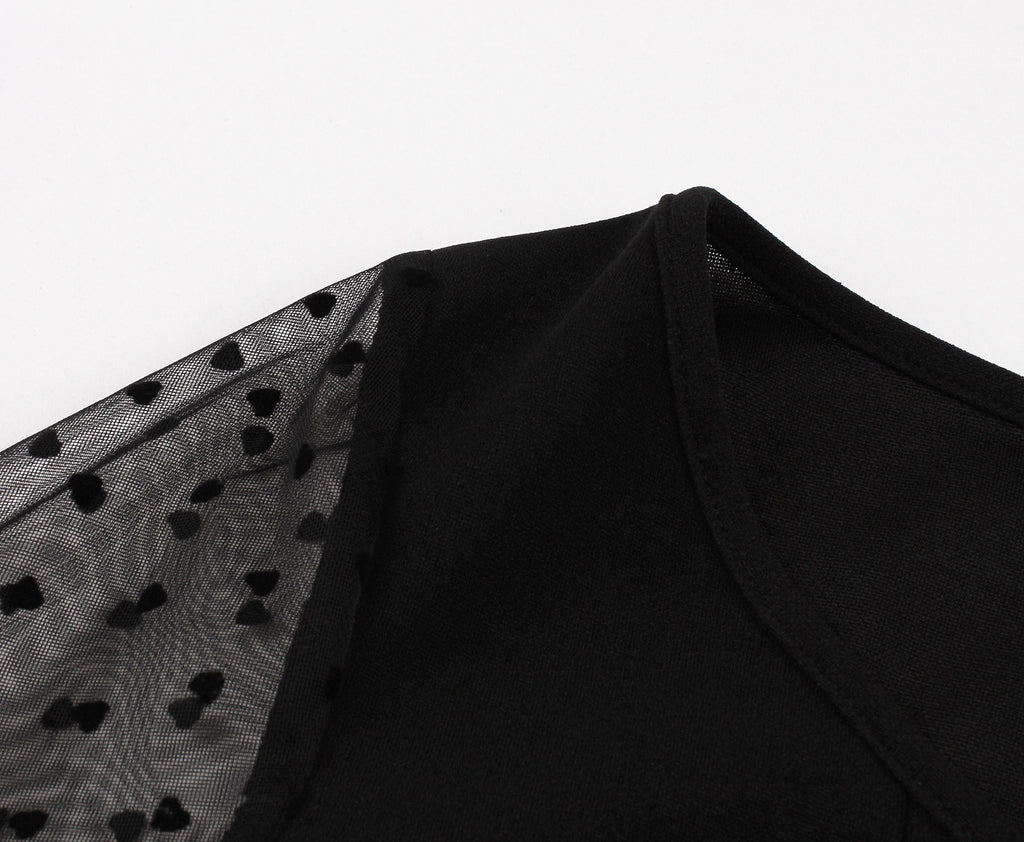 Women's Polka Dots Trumpet Sleeve Vintage Gothic Midi Dress