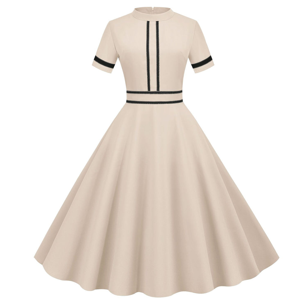 Women's Prom Vintage Cocktail Dresses Party Dress 1950s 1980s Midi Short Sleeve Dress