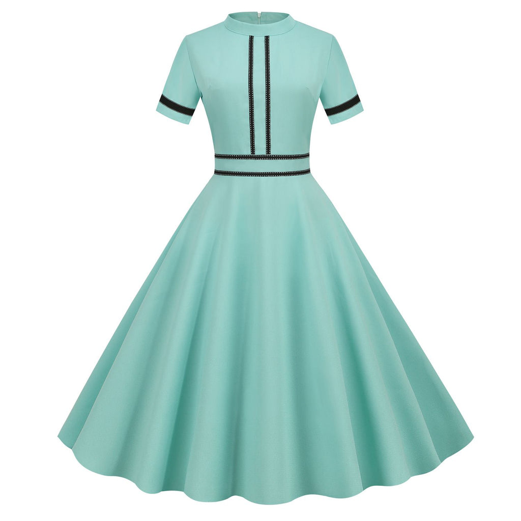Women's Prom Vintage Cocktail Dresses Party Dress 1950s 1980s Midi Short Sleeve Dress