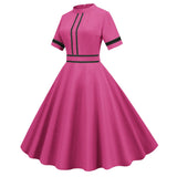 Women's Prom Vintage Cocktail Dresses Party Dress 1950s 1980s Midi Short Sleeve Dress