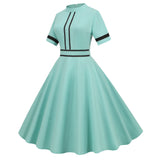 Women's Prom Vintage Cocktail Dresses Party Dress 1950s 1980s Midi Short Sleeve Dress